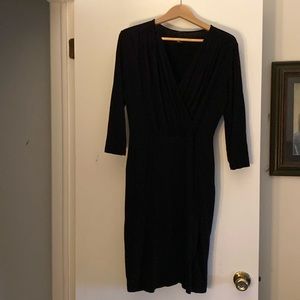 Black stretchy surplice dress